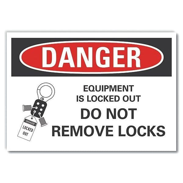 Danger Sign, 7 in Height, 10 in Width, Non-PVC Polymer, Vertical Rectangle, English