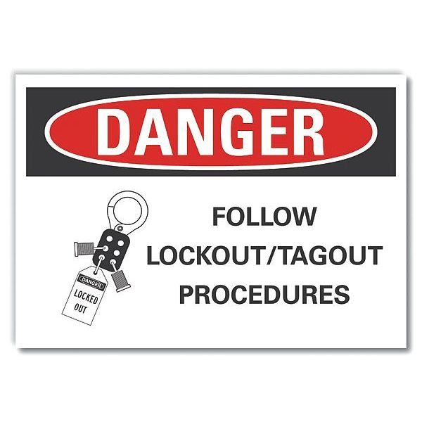 Danger Sign, 7 in Height, 10 in Width, Non-PVC Polymer, Vertical Rectangle, English