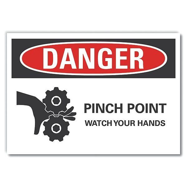 Danger Sign, 7 in Height, 10 in Width, Non-PVC Polymer, Vertical Rectangle, English
