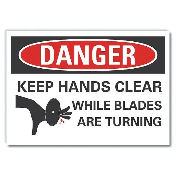 Keep Hands Clear Danger Label, 7 in Height, 10 in Width, Polyester, Vertical Rectangle, English
