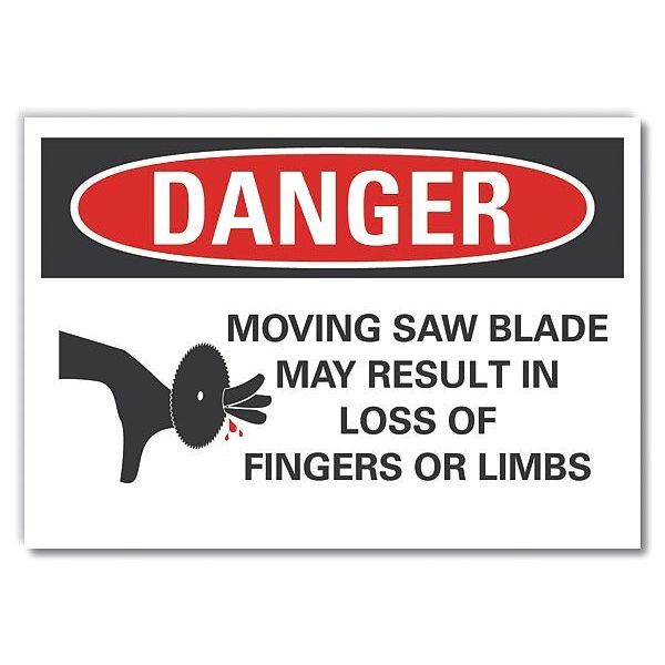 Danger Sign, 3 1/2 in Height, 5 in Width, Reflective Sheeting, Horizontal Rectangle, English