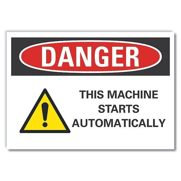 Danger Sign, 5 in Height, 7 in Width, Reflective Sheeting, Horizontal Rectangle, English