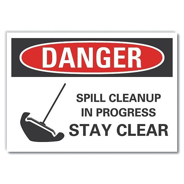 Spill Control Danger Label, 3 1/2 in Height, 5 in Width, Polyester, Horizontal Rectangle, English