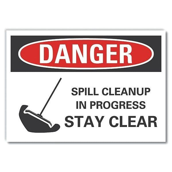 Spill Control Danger Reflective Label, 3 1/2 in Height, 5 in Width, Reflective Sheeting, English