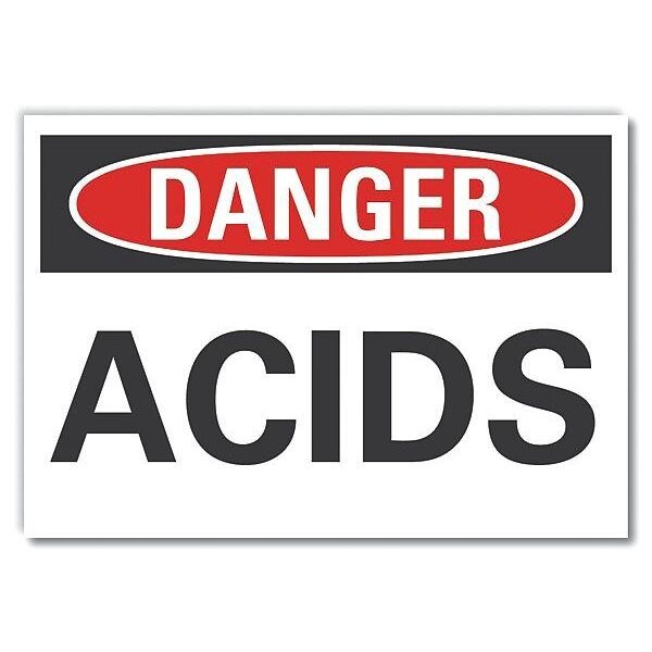 Acid Danger Label, 7 in H, 10 in W, Polyester, Vertical Rectangle, English, LCU4-0299-ND_10X7