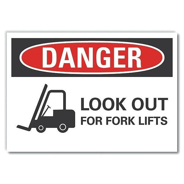 Lift Truck Traffic Danger Reflective Label, 3 1/2 in H, 5 in W, LCU4-0290-RD_5X3.5
