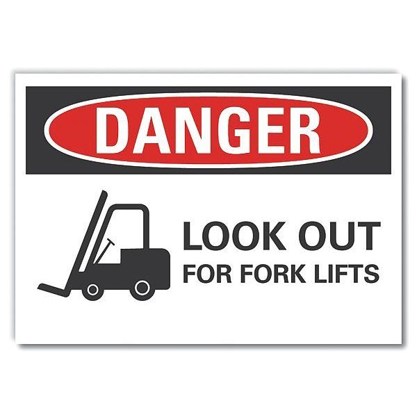 Lift Truck Traffic Danger Reflective Label, 5 in H, 7 in W, LCU4-0290-RD_7X5