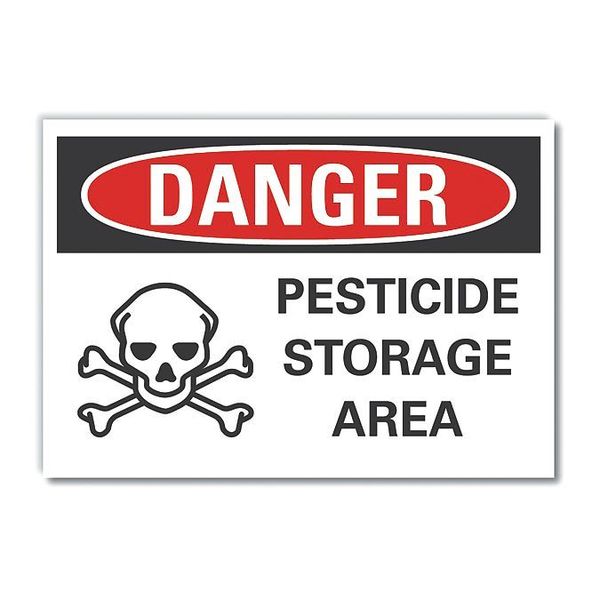 Pesticide Danger Label, 5 in H, 7 in W, Polyester, Horizontal Rectangle, English, LCU4-0223-ND_7X5