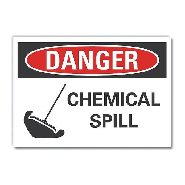 Chemicals Danger Label, 7 in H, 10 in W, Polyester, Vertical Rectangle, English, LCU4-0224-ND_10X7