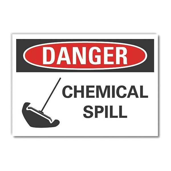 Chemicals Danger Label, 5 in H, 7 in W, Polyester, Horizontal Rectangle, English, LCU4-0224-ND_7X5