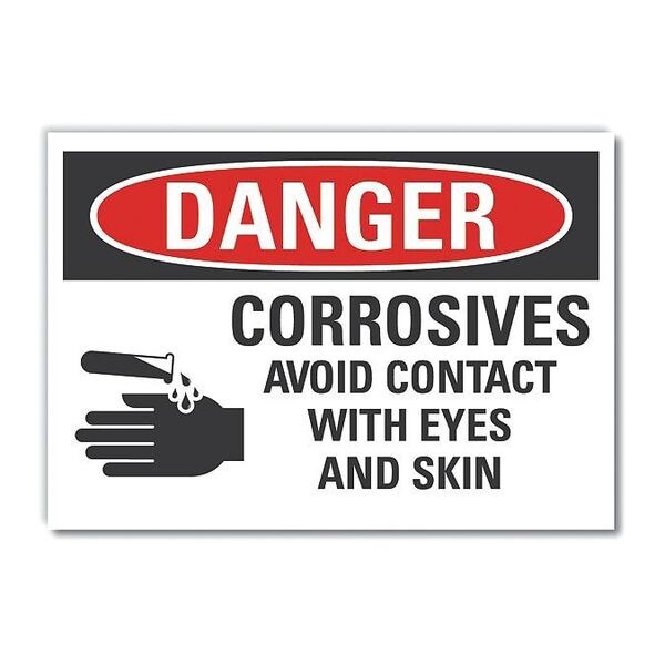 Corrosive Materials Danger Reflective Label, 5 in H, 7 in W, English, LCU4-0218-RD_7X5