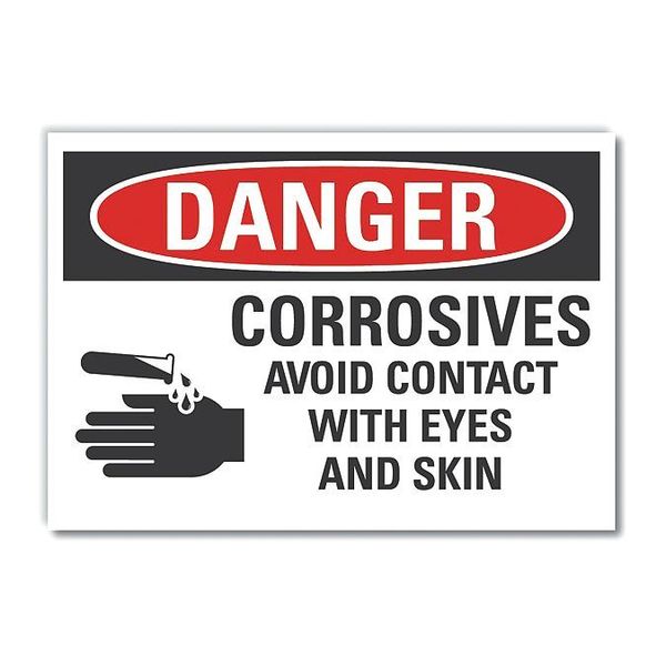 Danger Sign, 10 in H, 14 in W, Non-PVC Polymer, Horizontal Rectangle, English, LCU4-0218-ED_14x10