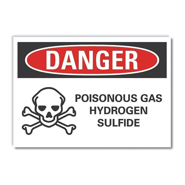 Poisonous Gas Danger Reflective Label, 10 in H, 14 in W, English, LCU4-0222-RD_14X10