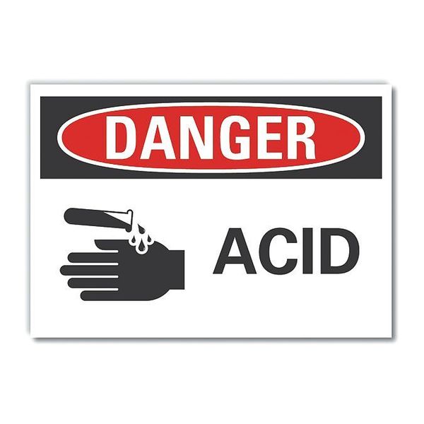 Danger Sign, 10 in H, 14 in W, Non-PVC Polymer, Horizontal Rectangle, English, LCU4-0215-ED_14x10