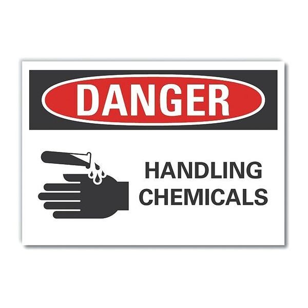 Danger Sign, 7 in H, 10 in W, Non-PVC Polymer, Vertical Rectangle, English, LCU4-0214-ED_10x7