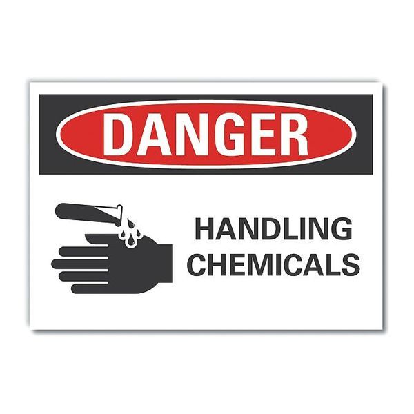 Chemicals Danger Reflective Label, 10 in H, 14 in W, English, LCU4-0214-RD_14X10
