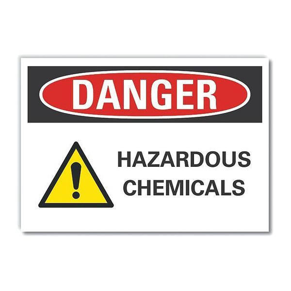 Hazardous Chemicals Danger Label, 7 in H, 10 in W, Polyester, Vertical, English, LCU4-0211-ND_10X7