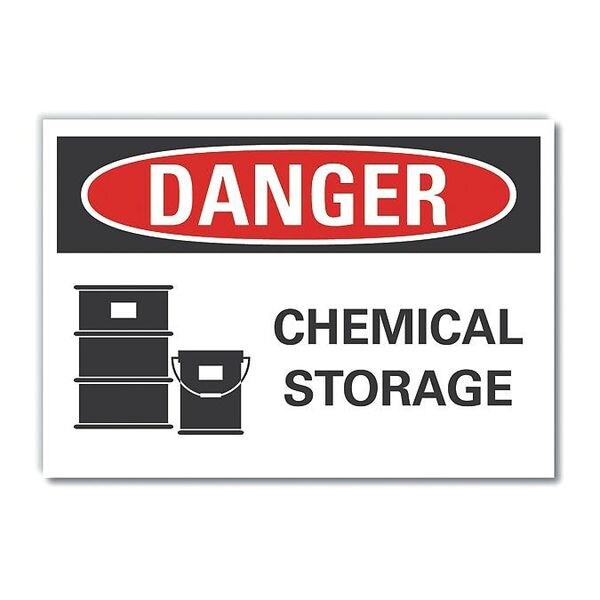 Chemicals Danger Reflective Label, 10 in H, 14 in W, English, LCU4-0212-RD_14X10