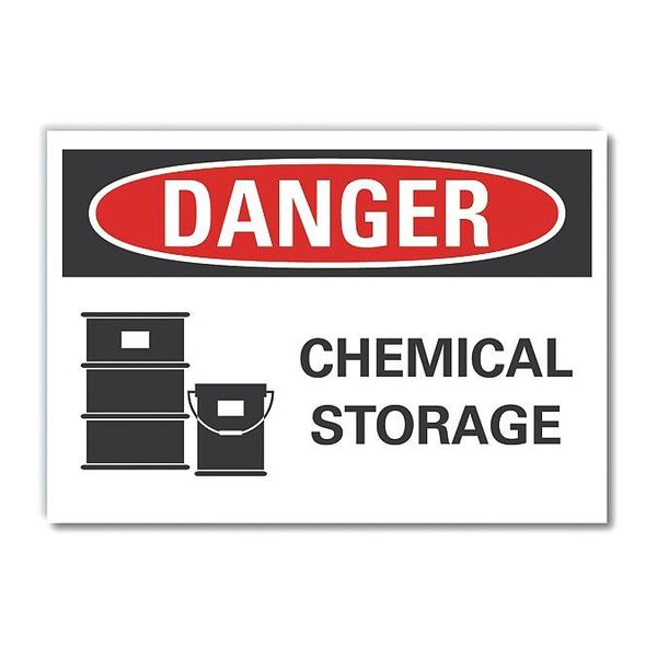 Chemicals Danger Reflective Label, 3 1/2 in H, 5 in W, English, LCU4-0212-RD_5X3.5