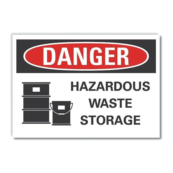 Hazardous Waste Danger Reflective Label, 7 in H, 10 in W, English, LCU4-0213-RD_10X7