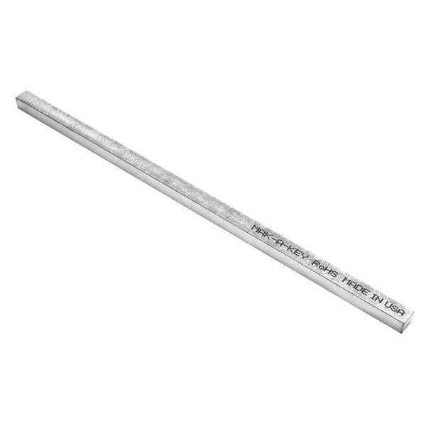 Bilateral Key Stock, 12 in L, 3/16 in W, 3/16 in H, Aluminum