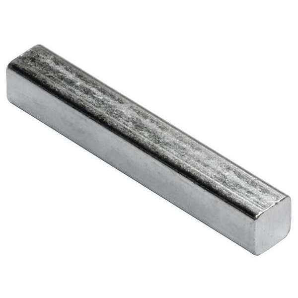 Undersized Machine Key, Square End, Steel, Zinc Clear Trivalent, 2 in L, 3/8 in Sq
