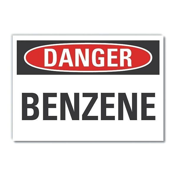 Benzene Danger Reflective Label, 3 1/2 in H, 5 in W, English, LCU4-0308-RD_5X3.5