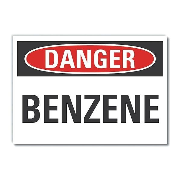 Benzene Danger Label, 3 1/2 in H, 5 in W, Polyester, Horizontal, English, LCU4-0308-ND_5X3.5