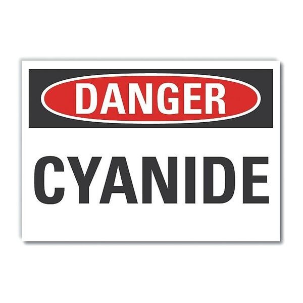 Cyanide Danger Label, 7 in Height, 10 in Width, Polyester, Vertical Rectangle, English