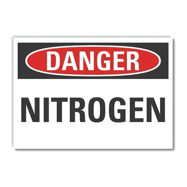 Nitrogen Danger Label, 10 in H, 14 in W, Polyester, Horizontal Rectangle, LCU4-0321-ND_14X10