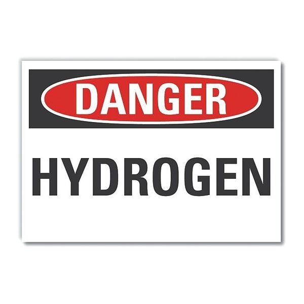Hydrogen Danger Label, 3 1/2 in Height, 5 in Width, Polyester, Horizontal Rectangle, English