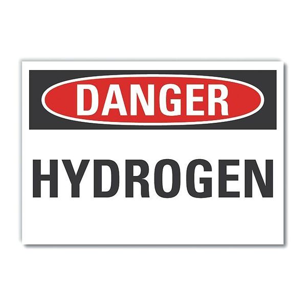 Hydrogen Danger Label, 5 in Height, 7 in Width, Polyester, Horizontal Rectangle, English