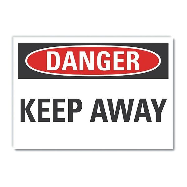 Keep Away Danger Reflective Label, 5 in Height, 7 in Width, Reflective Sheeting, English