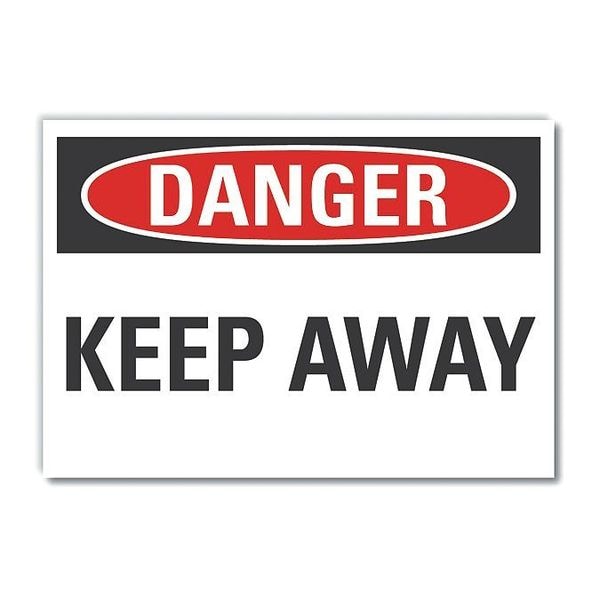 Keep Away Danger Label, 10 in Height, 14 in Width, Polyester, Horizontal Rectangle, English