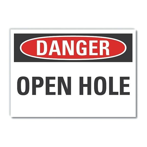 Danger Sign, 10 in H, 14 in W, Non-PVC Polymer, Horizontal Rectangle, English, LCU4-0330-ED_14x10