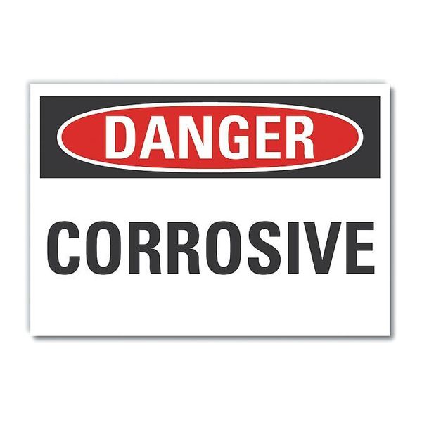 Corrosive Materials Danger Reflective Label, 3 1/2 in H, 5 in W, LCU4-0326-RD_5X3.5