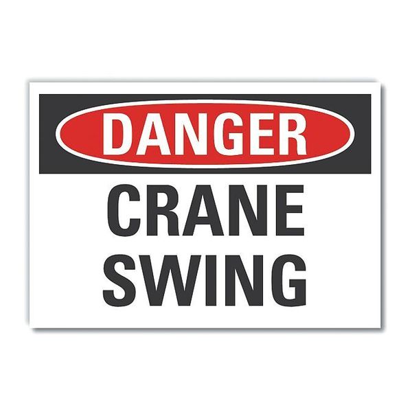 Crane & Hoists Danger Label, 3 1/2 in Height, 5 in Width, Polyester, Horizontal Rectangle, English