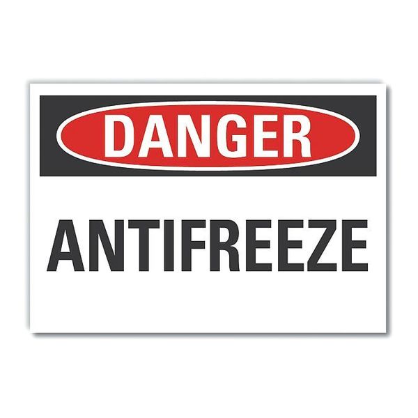 Antifreeze Danger Label, 10 in Height, 14 in Width, Polyester, Horizontal Rectangle, English