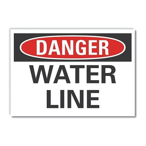 Water Line Danger Label, 7 in Height, 10 in Width, Polyester, Vertical Rectangle, English