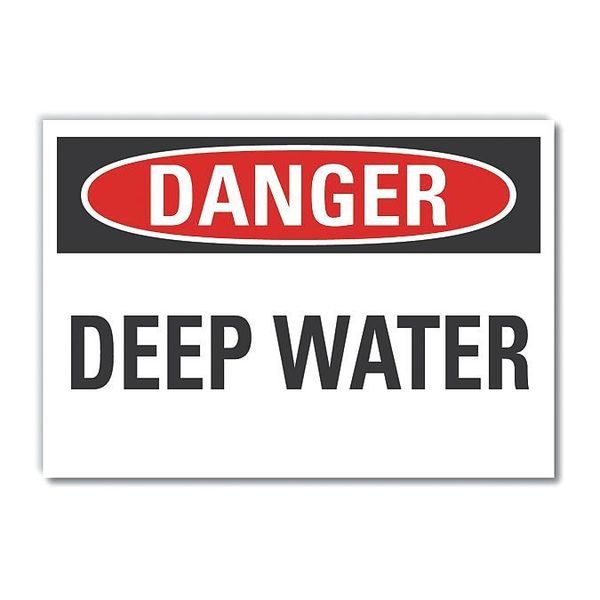 Water Safety Danger Label, 10 in Height, 14 in Width, Polyester, Horizontal Rectangle, English