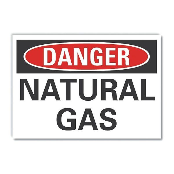 Natural Gas Danger Label, 3 1/2 in Height, 5 in Width, Polyester, Horizontal Rectangle, English