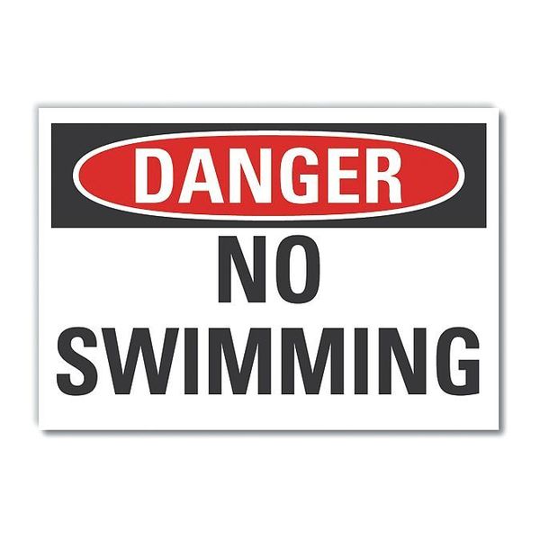 No Swimming Danger Label, 7 in Height, 10 in Width, Polyester, Vertical Rectangle, English