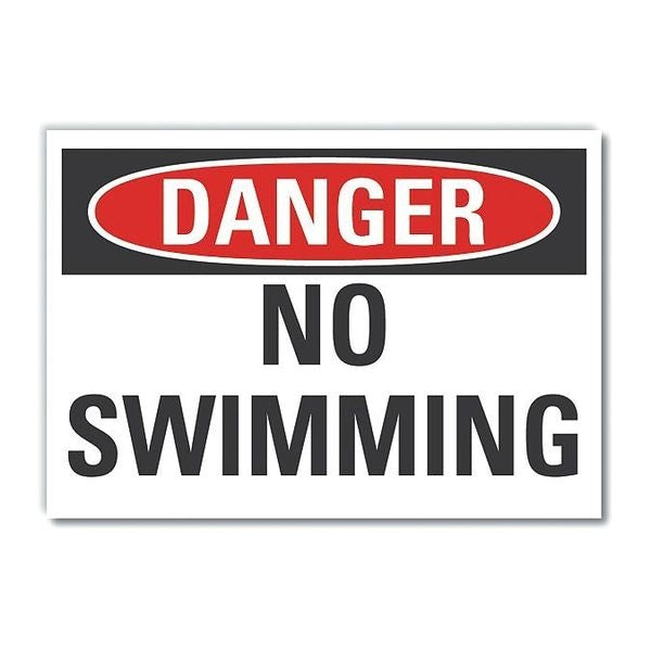 No Swimming Danger Reflective Label, 7 in Height, 10 in Width, Reflective Sheeting, English