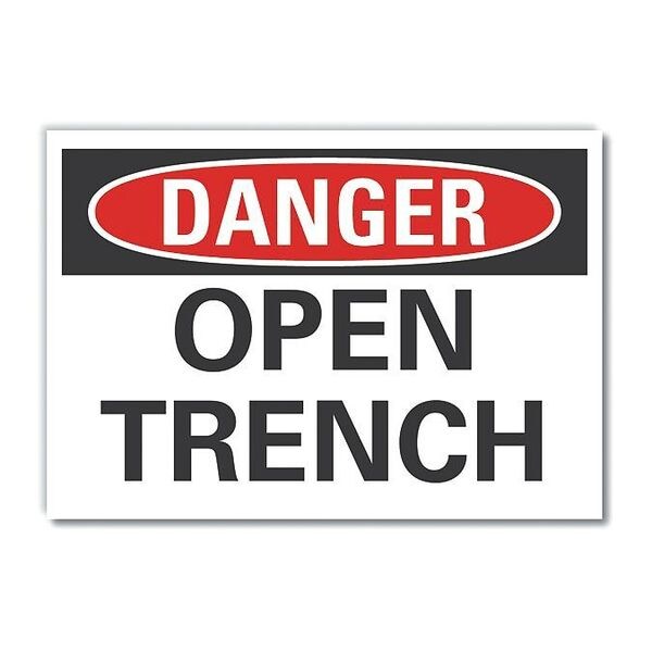 Open Trench Danger Reflective Label, 3 1/2 in H, 5 in W, Reflective Sheeting, LCU4-0344-RD_5X3.5