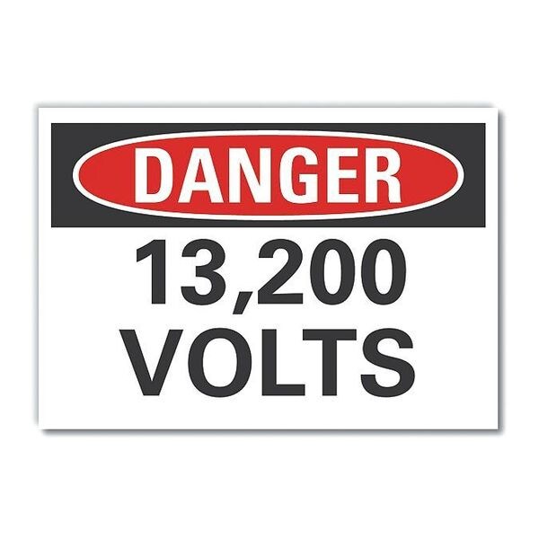 Voltage Danger Reflective Label, 5 in Height, 7 in Width, Reflective Sheeting, Horizontal Rectangle