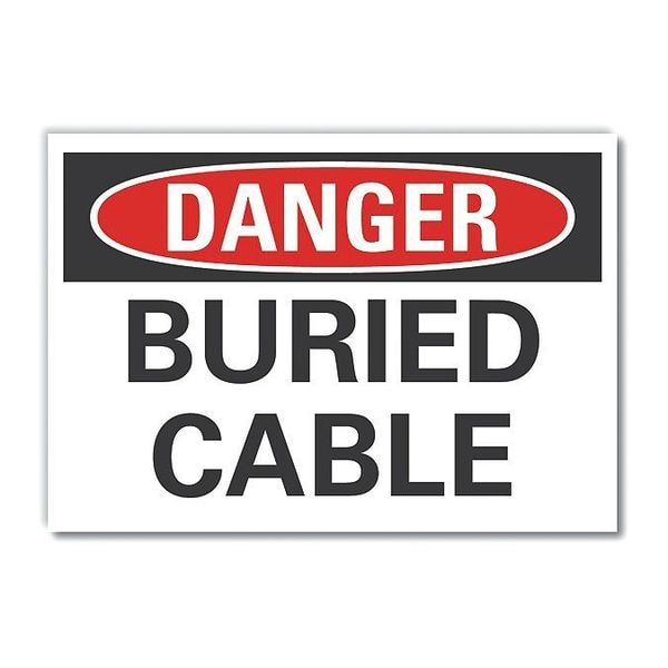 Buried Cable Danger Label, 10 in H, 14 in W, Polyester, Horizontal, English, LCU4-0351-ND_14X10