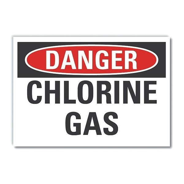 Chlorine Danger Label, 3 1/2 in H, 5 in W, Polyester, Horizontal, English, LCU4-0352-ND_5X3.5