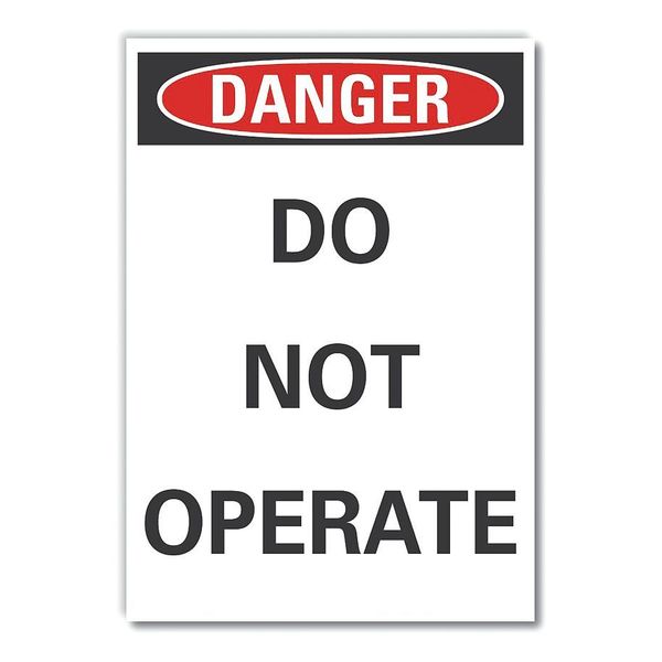 Machine & Operation Danger Reflective Label, 7 in Height, 5 in Width, Reflective Sheeting, English