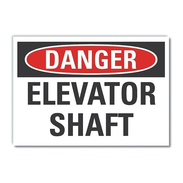 Elevator Hazard Danger Reflective Label, 7 in Height, 10 in Width, Reflective Sheeting, English
