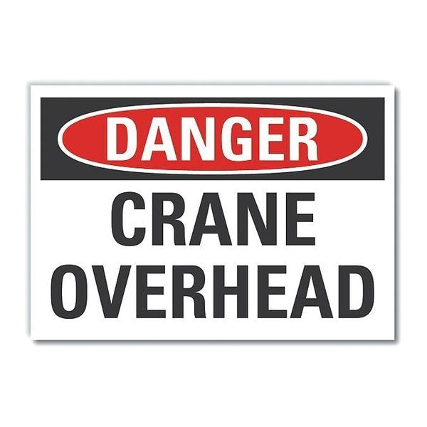 Crane & Hoists Danger Label, 10 in Height, 14 in Width, Polyester, Horizontal Rectangle, English